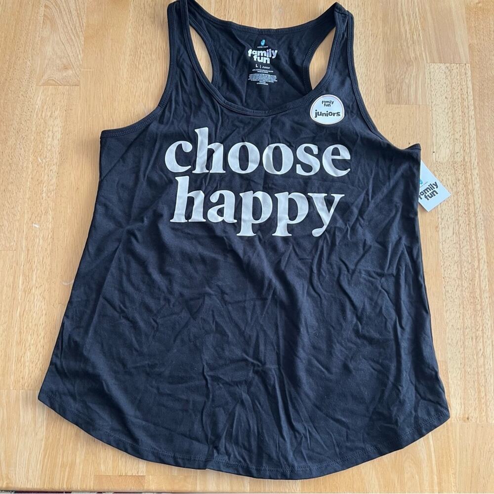 Choose Happy Black Tank Top Junior Large NEW